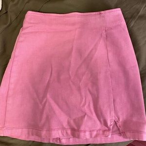 Pink denim mini skirt